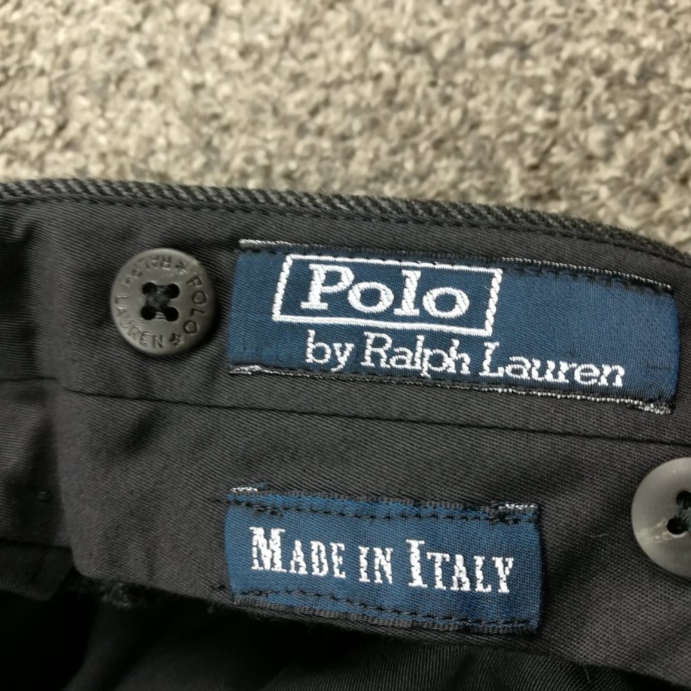 Vintage Polo Ralph Lauren Pants Tweed Wool Herringbone Gray Black 32x31 - Picture 3 of 11